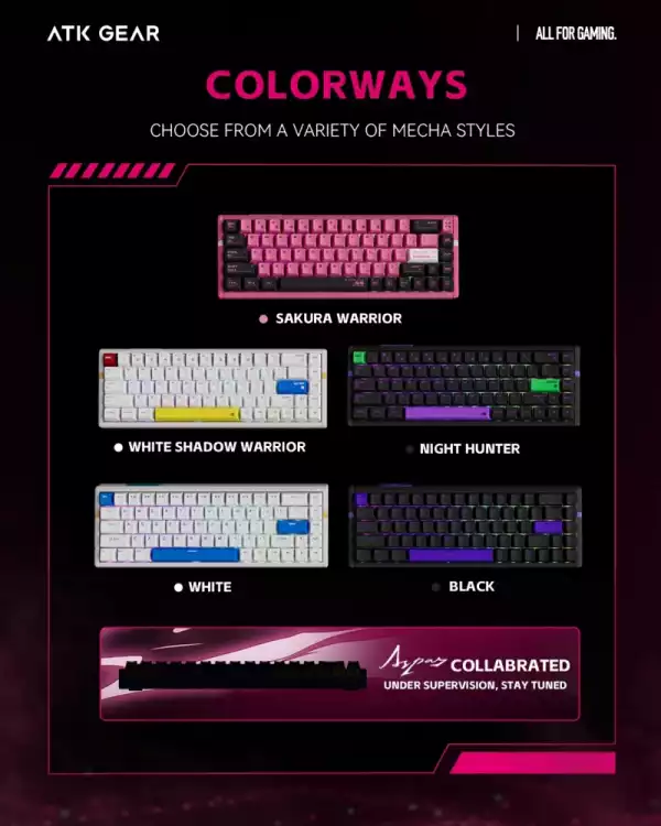 ATK професионална геймърска механична клавиатура Professional Gaming Mechanical Keyboard RS6 - 8K, Gateron Jade Pro Switches [Linear] - Black