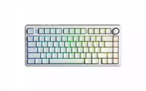 Aula геймърска механична клавиатура Wireless Gaming Mechanical Keyboard F75HE - Black King Magnetic Switch [Linear] (English US), White