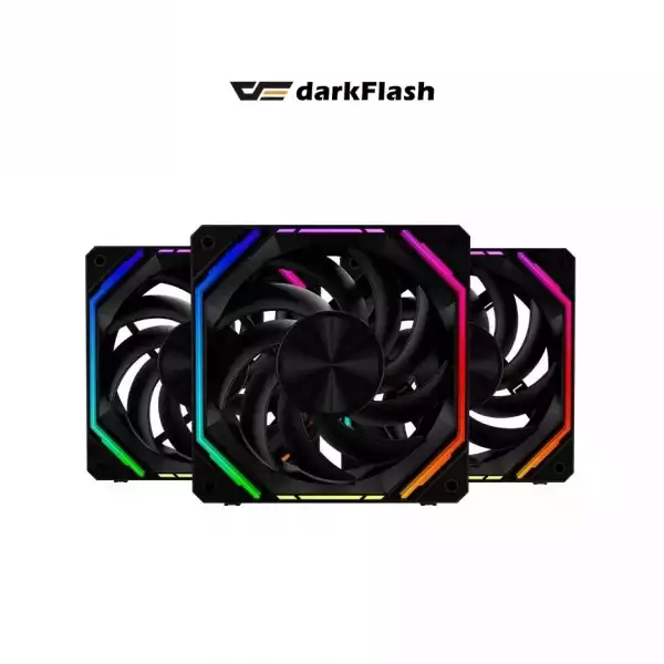 Darkflash Комплект вентилатори Fan Pack 3-in-1 3x120mm - INF32 Black, Daisy-Chain, Infinity Mirror, A-RGB