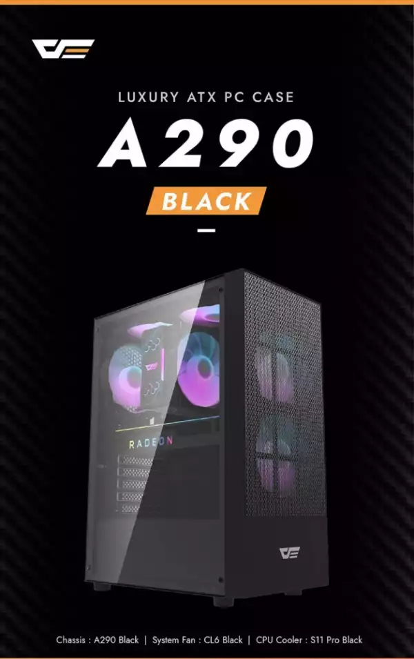 Darkflash кутия Case ATX - A290 Black - 3 x 120 mm RGB fans included