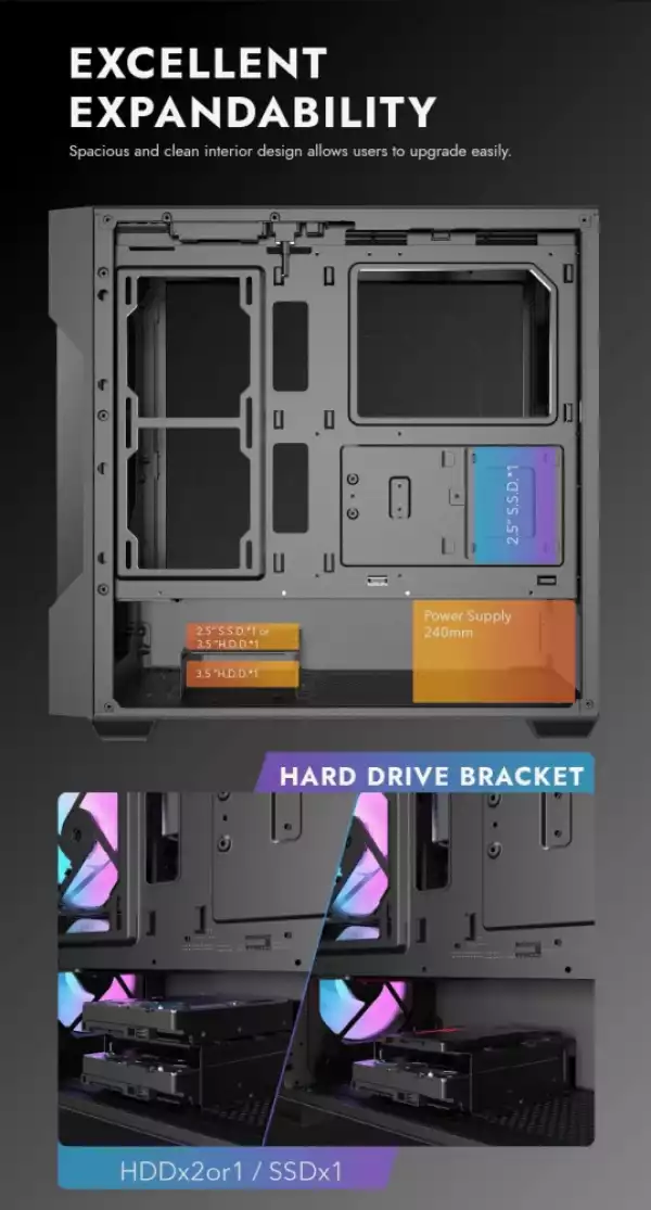 Darkflash кутия Case ATX - DS900 Mesh Black - 4 x 120 mm A-RGB fans included