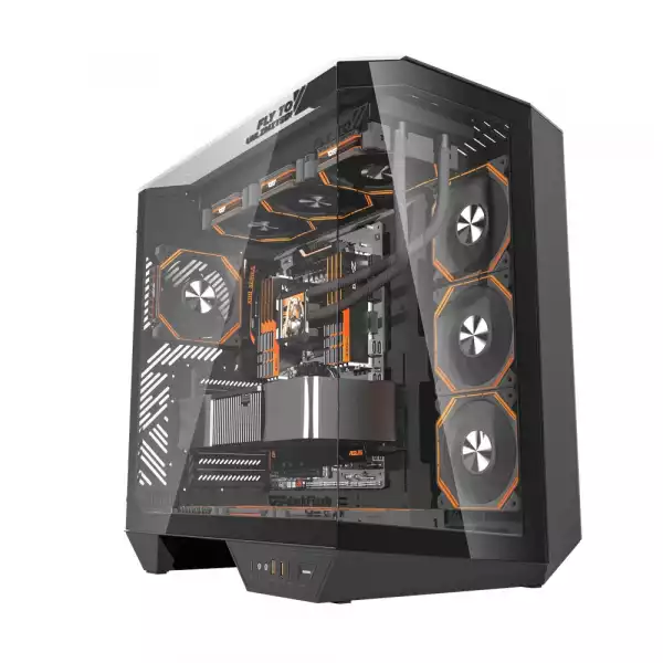 Darkflash кутия Case ATX - DY470 Shadow Black - 4 x 120 mm Infinity Mirror Fans