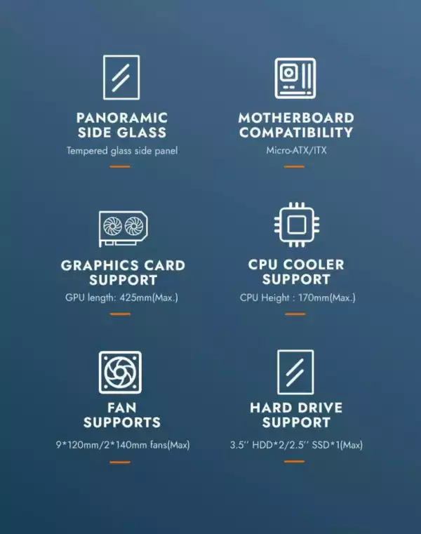 Darkflash кутия Case mATX - DS900M Black - 6 x 120 mm Infinity Mirror A-RGB