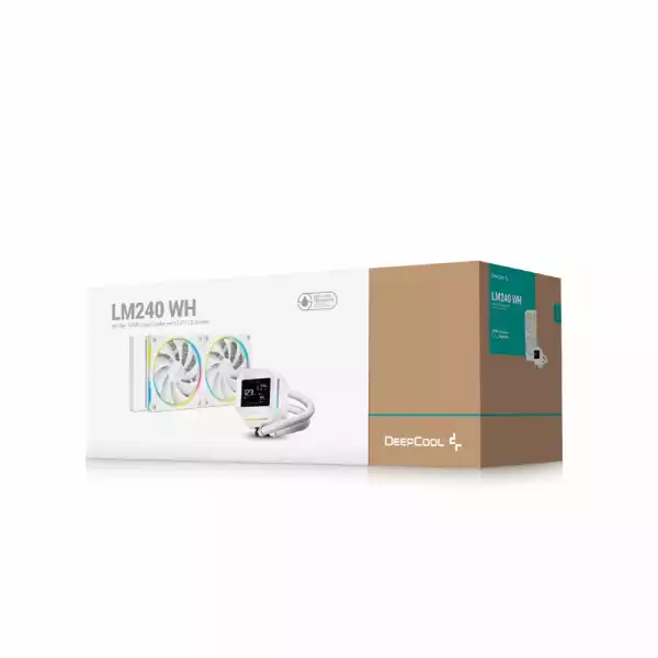 DeepCool водно охлаждане Water Cooling LM240 WH - 2.4 inch IPS Display, Addressable RGB