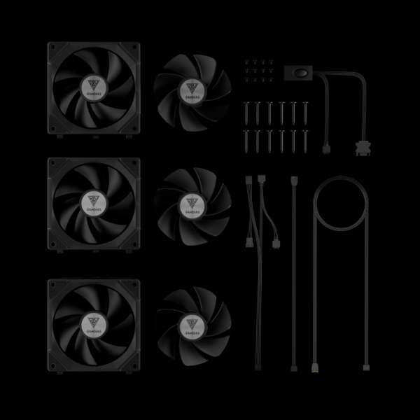 Gamdias Комплект вентилатори Fan Pack 3-in-1 3x120mm - AEOLUS P2-1203, Swappable Fan Blades (Reverse Fan Blades Included), Daisy-Chain, Infinity Mirror, A-RGB