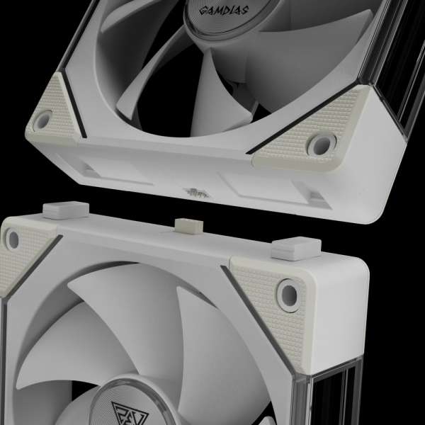 Gamdias Комплект вентилатори Fan Pack 3-in-1 3x120mm - AEOLUS P2-1203 White, Swappable Fan Blades (Reverse Fan Blades Included), Daisy-Chain, Infinity Mirror