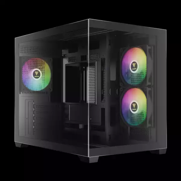 Gamdias кутия Case mATX - AURA GC10M - 3 x 120 mm A-RGB, Tempered Glass