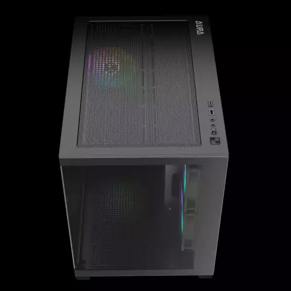 Gamdias кутия Case mATX - AURA GC10M v2 - 3 x 120 mm A-RGB, USB-C, Tempered Glass