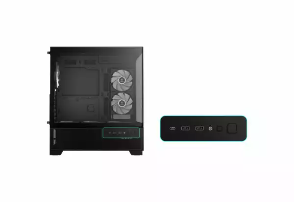 Gamdias кутия Case mATX - AURA GC12 ARGB BK - 6 x 120 mm A-RGB, USB-C, Tempered Glass