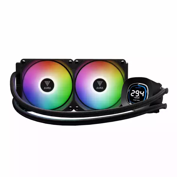 Gamdias водно охлаждане Water Cooling 240mm - AURA GL240 DIGITAL - Digital Display, aRGB