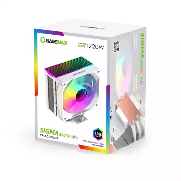 Gamemax охладител CPU Cooler Sigma 550 Infinity White - Addressable RGB