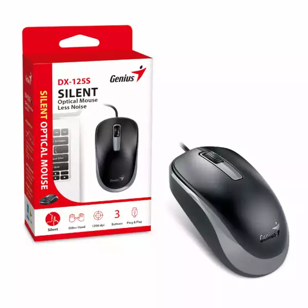 Genius безшумна мишка Silent Mouse DX-125S Black+Grey - SILENT, USB