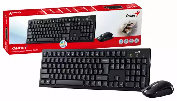 Genius клавиатура и мишка Wireless Keyboard and Mouse - KM-8101 Black - AI, BG, 2.4GHZ