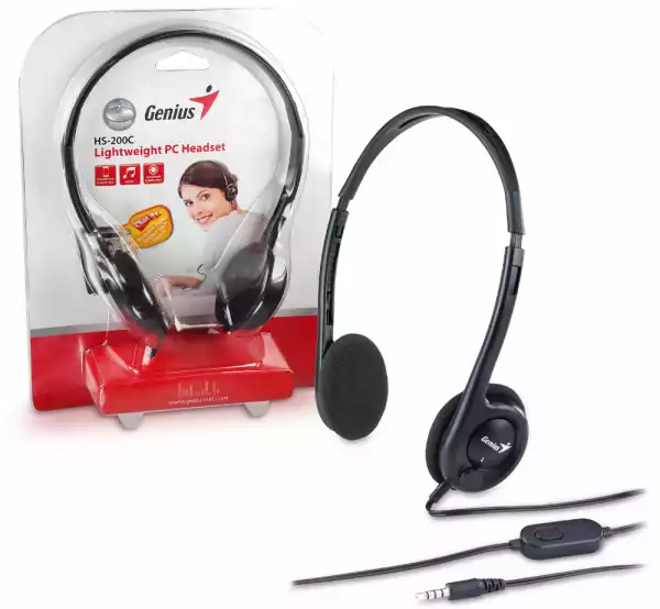Genius слушалки с микрофон Headset HS-200C - Lightweight, Black