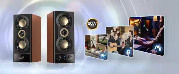 Genius тонколони Speakers 2.0 - SP-HF800BT - 20W RMS, Bluetooth 5.3, Wood