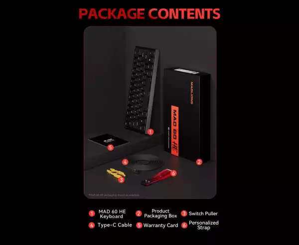 Madlions професионална геймърска механична клавиатура Professional Gaming Mechanical Keyboard MAD 68 PRO - Black, 8K, Sealed Silver Magnetic [Linear]