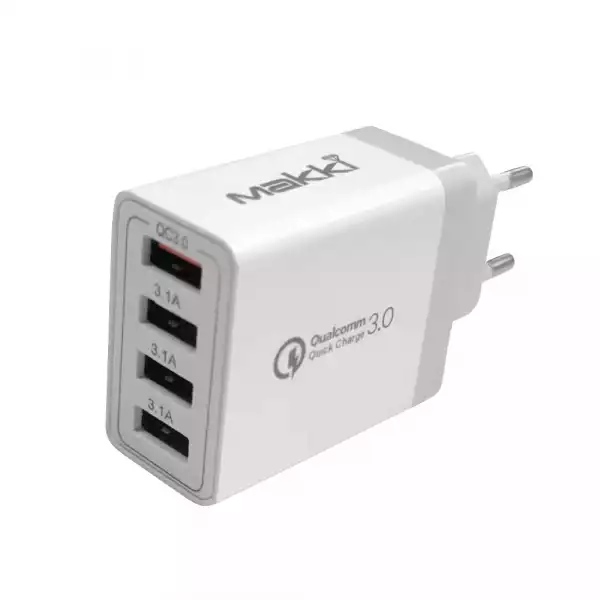 Makki бързо зарядно Fast Charger - QC3.0+3xUSB 30W White - MAKKI-QC48W4