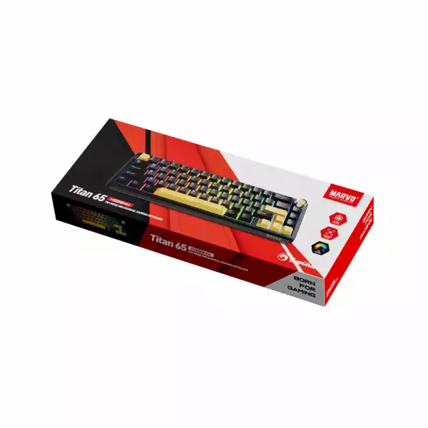 Marvo безжична механична геймърска клавиатура Wireless Gaming Mechanical keyboard Titan 65 - KG984W Black - Banana Crystal [Linear]