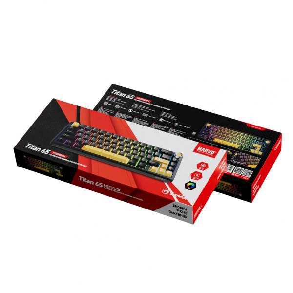 Marvo безжична механична геймърска клавиатура Wireless Gaming Mechanical keyboard Titan 65 - KG984W Black - Banana Crystal [Linear]