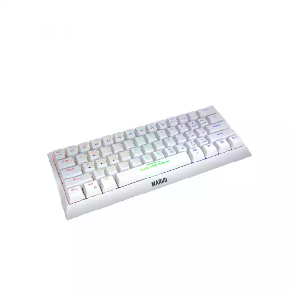 Marvo геймърска клавиатура Gaming Mechanical keyboard 61 keys TKL Hecate 61R WH - KG962G White - RED switches, RGB