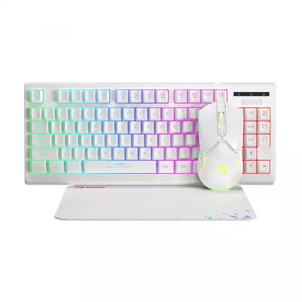 Marvo Геймърски комплект Gaming COMBO CM310 3-in-1 White - Keyboard, Mouse 1000 Hz, Mousepad