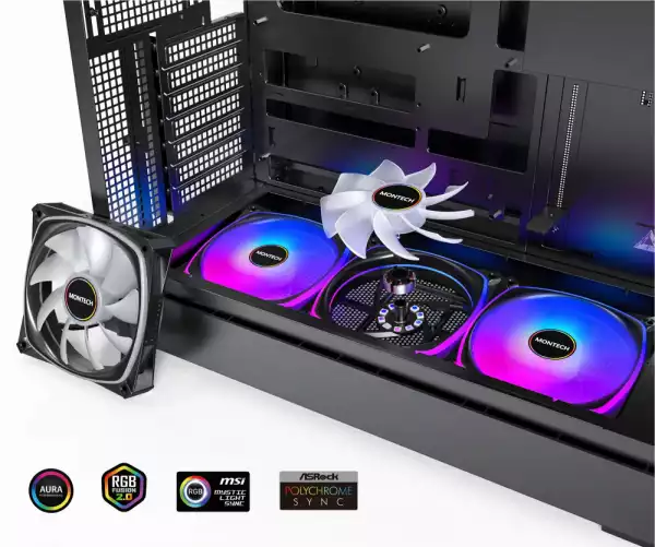 Montech кутия Case ATX - KING 45 PRO (B) - 4 x 120 mm A-RGB, USB-C