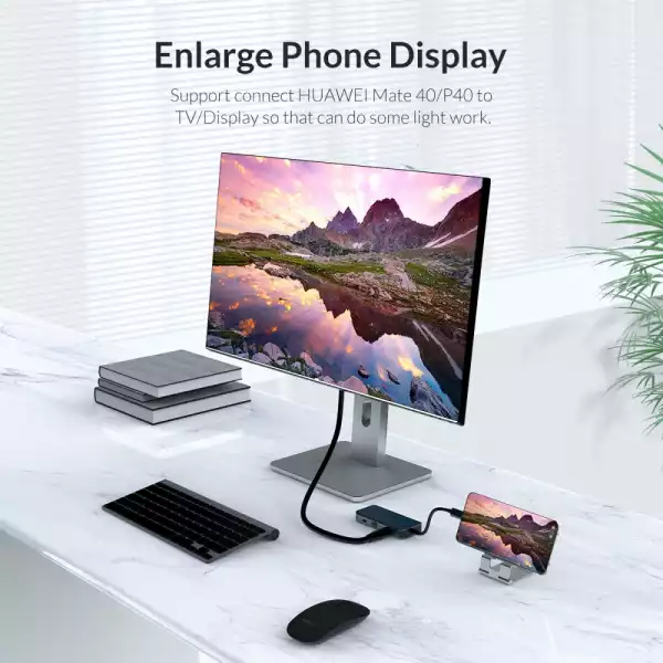 Orico докинг станция Docking Station Type-C Power Distribution 3.0 100W - LAN, HDMI, Type-C x 1, USB3.0 x 3 -  MC-U602P