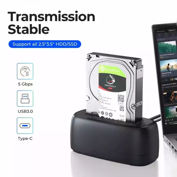 Orico докинг станция Storage - HDD/SSD Dock - 2.5/3.5 inch USB-C/A - DD18C3-EU-BK