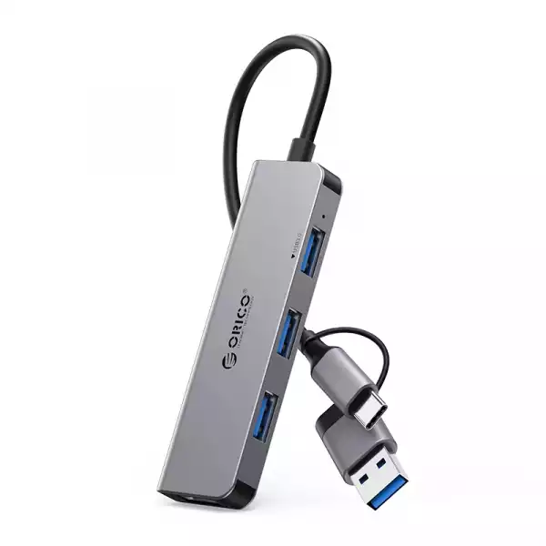 Orico хъб HUB USB-C/USB-A 4 port - USB3.0 x 1, USB2.0 x 3, Aluminium - YSA5-U3-GY