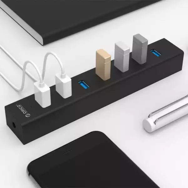 Orico хъб USB3.0 HUB 7 port Black - H7013-U3-AD