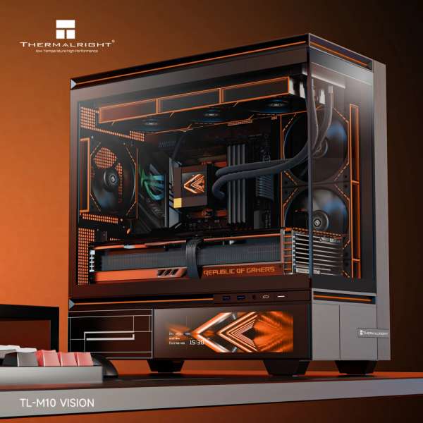 Thermalright кутия Case mATX - TL-M10 Vision Black - 4 x 120 mm ARGB included, 9.16 inch LCD Display, USB-C