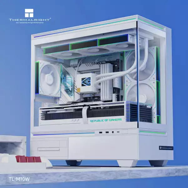 Thermalright кутия Case mATX - TL-M10 White - 4 x 120 mm ARGB included, USB-C