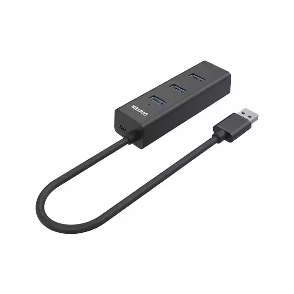 Unitek хъб USB3.0 HUB 4 port, 1.2m cable, aux USB-C power input - Y-3089V01
