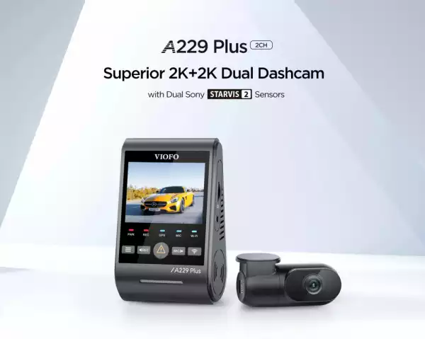 VIOFO Видеорегистратор Dash Cam A229 Plus 2 Channel - 2K, HDR, Sony STARVIS 2, GPS