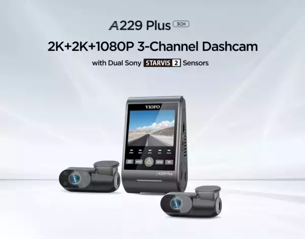 VIOFO Видеорегистратор Dash Cam A229 Plus 3 Channel - 2K, HDR, Sony STARVIS 2, GPS VIOFO Видеорегистратор Dash Cam A229 Plus 3 Channel - 2K, HDR, Sony STARVIS 2, GPS