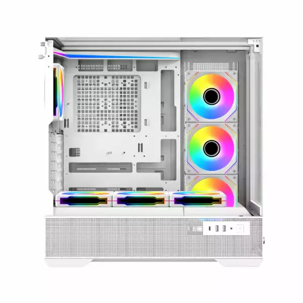 Xigmatek кутия Case EATX - Vision Arctic - 7 ARGB Fans, LCD Display Panel, Smart Fan Control