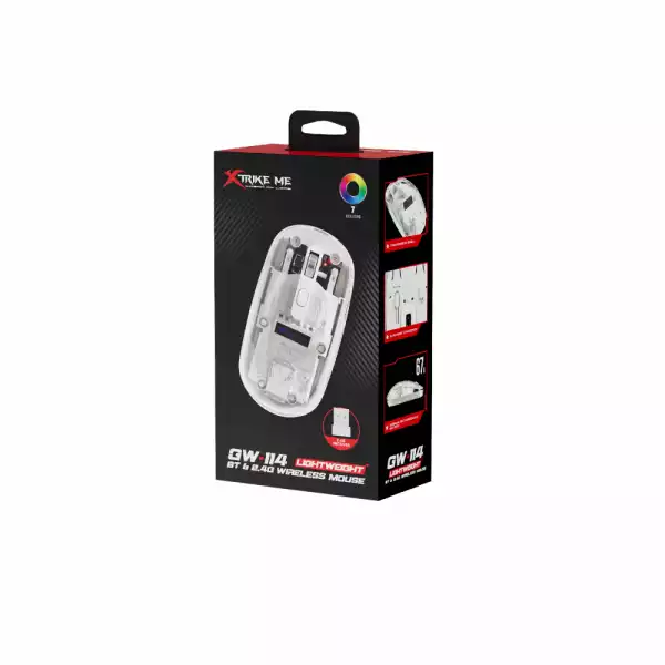 Xtrike ME безжична геймърска мишка Wireless Gaming Mouse GW-114 - 1600dpi, Bluetooth, 2.4G