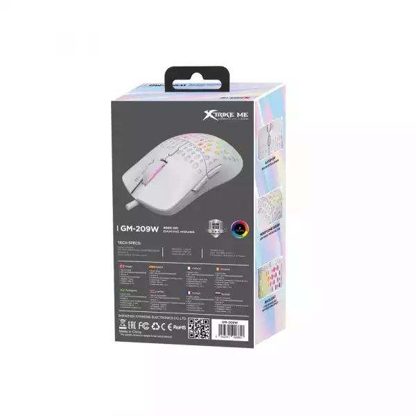 Xtrike ME Геймърска мишка Gaming Mouse GM-209W - White, 8000dpi