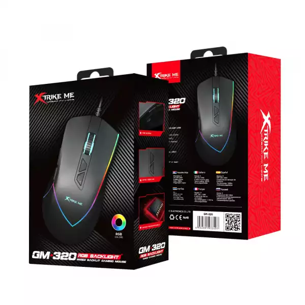 Xtrike ME Геймърска мишка Gaming Mouse GM-320 Black -12800dpi, RGB