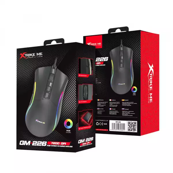 Xtrike ME Геймърска мишка Gaming Mouse GM-226 - 7200dpi, RGB
