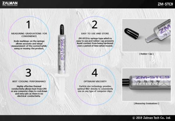 Zalman термо паста Thermal compound 9.1W/mK 4g - ZM-STC9 Zalman термо паста Thermal compound 9.1W/mK 4g - ZM-STC9
