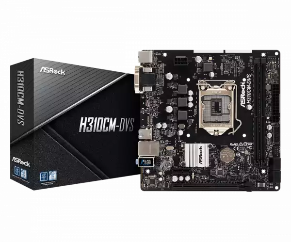 ASROCK Main Board Desktop H310 (S1151, 2xDDR4,1xPCIe x16,1xPCI Ex1, 4 SATA3 ,GLAN,VGA,DVI,USB 3.1 ) mATX retail