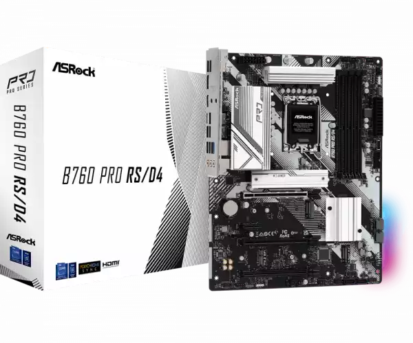 ASROCK MB Desktop B760 Pro RS (S1700, 4x DDR4, 2x PCIe 4.0 x16, 1x PCIe 3.0 x16, 1x PCIe 3.0 x1, 2x Hyper M.2 PCIe Gen4x4, 1x M.2 PCIe Gen 4x2, 4x SATA3, 2x USB-C, 7x USB 3.2, 4x USB 2.0, 1xRJ-45 2.5GB, 1x HDMI, 1x DP, ATX