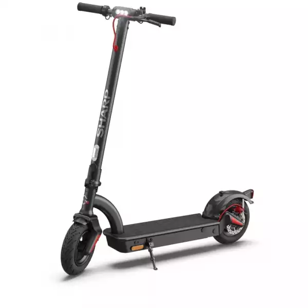 Sharp Electric Scooter, Range per charge: 40 km, LED Display, USB Charging Port, Bluetooth, IPX4 certification, Wheel size: 10", Dual brake systems, Mechanical bell, Max load: 120 kg, Black