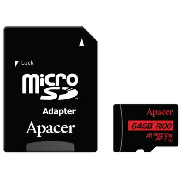 Apacer 64GB microSDHC/SDXC UHS-I U1 V10 A1 (1 adapter)