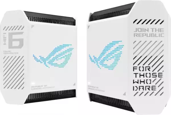 Asus Gaming Mesh WiFi system, ROG Rapture GT6 2PK, AX10000,Tri-Band, up to 540m2, Tri-Core 1.7GHz CPU, 256MB/512MB Flash/RAM, 2.5G port, AiProtection Pro, Adaptive QoS, VPN server/client, IPTV, OFDMA, MU-MIMO, Beamforming, Link Aggregation, AiMesh, White