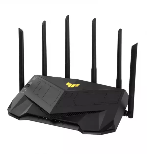 Asus Gaming Wireless TUF Router AX6000, Dual-Band, Quad-Core 2.0GHz CPU, 256MB/512MB Flash/RAM, 2.5G dual-port, AiProtection Pro, Adaptive QoS, VPN Fusion, IPTV, OFDMA, MU-MIMO, Beamforming, Link Aggregation, Port forwarding, AiM, Black