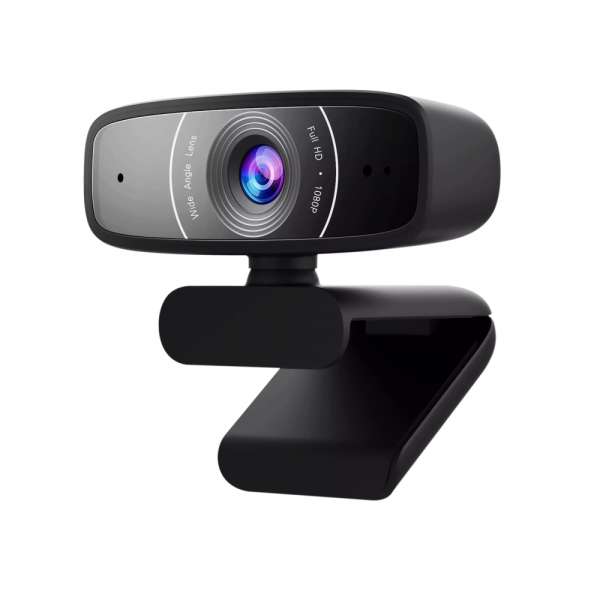 Asus WEBCAM C3, USB camera with 1080p 30 fps recording, beamforming microphone for better live-streaming video and audio quality, and adjustable clip that fits various devices