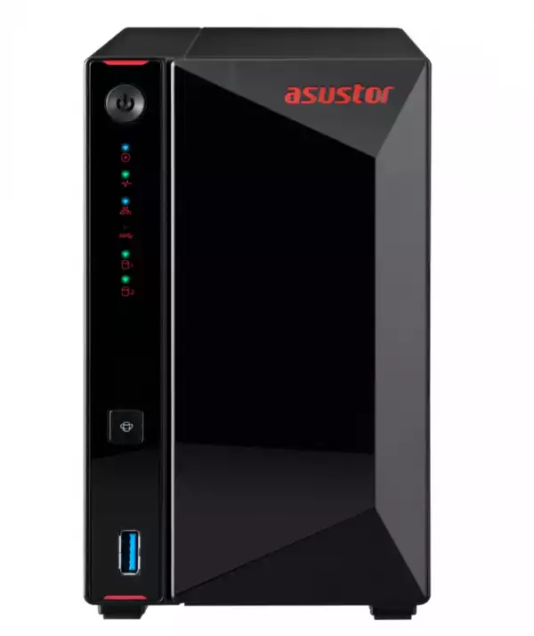 Asustor AS5202T, 2-Bay NAS, Intel Celeron J4005 Dual-Core 2.0 GHz (burst up 2.7 GHz), 2GB SO-DIMM DDR4 (Max. 8GB), 2x 2.5 GbE, 2x 2.5"/3.5" SATA3 HDD or SSD, 3x USB 3.2 Gen 1 Type A, WOW (Wake on WAN), WOL, System Sleep Mode, AES-NI hardware encryption