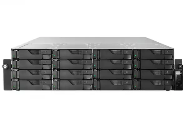 Asustor AS7216RDX, 3U 16-bay NAS, AMD Ryze 7 Pro 7745 Octa-Core 3.8GHz (up to 5.3GHz), 16GB ECC DDR5-4800 UDIMM (Max. 192GB), 12x SATA3 6Gb/s; 3.5"/2.5" HDD/SSD,1x M.2 NVMe slot (PCIe Gen5 x4), 2x GLAN 2x 10GLAN (10G/1G), Redundant 550W, Rail Kit, Black